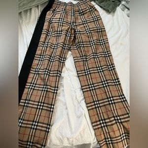 Side Stripe Vintage Check Stretch Cotton Trousers